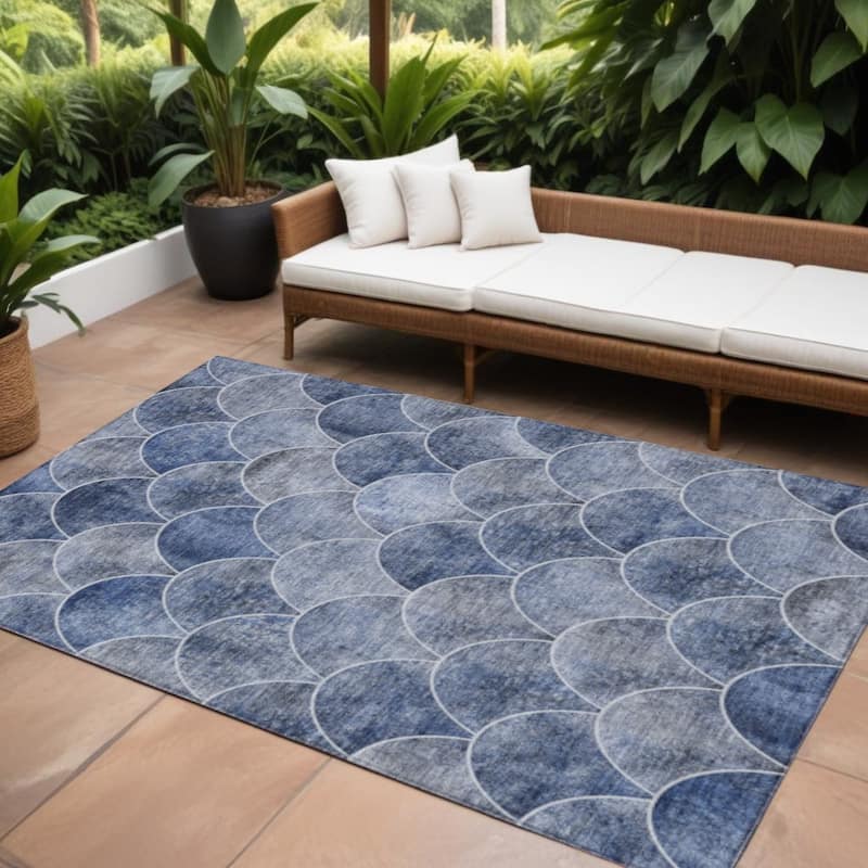 HomeRoots Abstract Transitional Rectangle Outdoor Rug - 9' X 12'