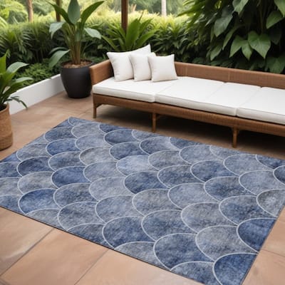 HomeRoots Abstract Transitional Rectangle Outdoor Rug