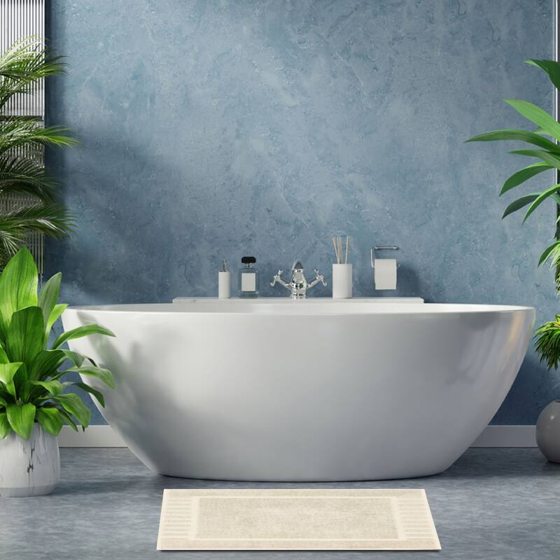 White Classic Luxury Cotton Bath Mat 22x34 Set of 2
