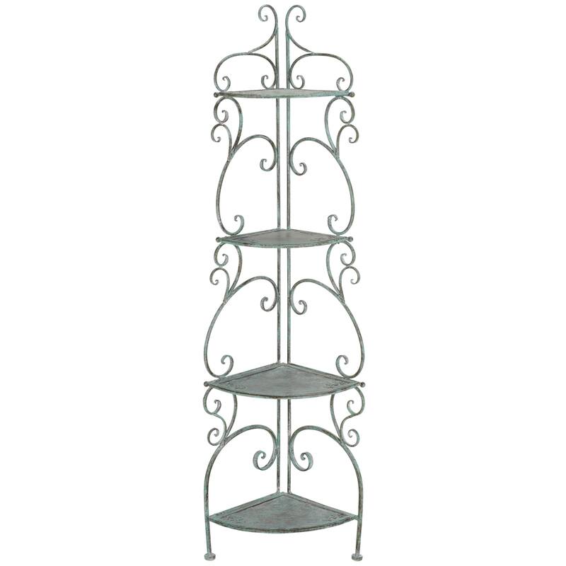 SAFAVIEH Outdoor Cielo 60" 4-Tier Corner Shelf - 13" W x 13" D x 60" H - 13Wx13Dx60H