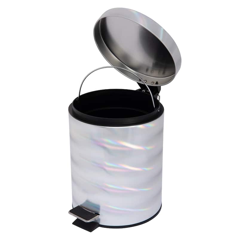 Bath Bliss 2 Pack Holographic Round Step Pedal Trash Can - 8"Rd x 10.4"H