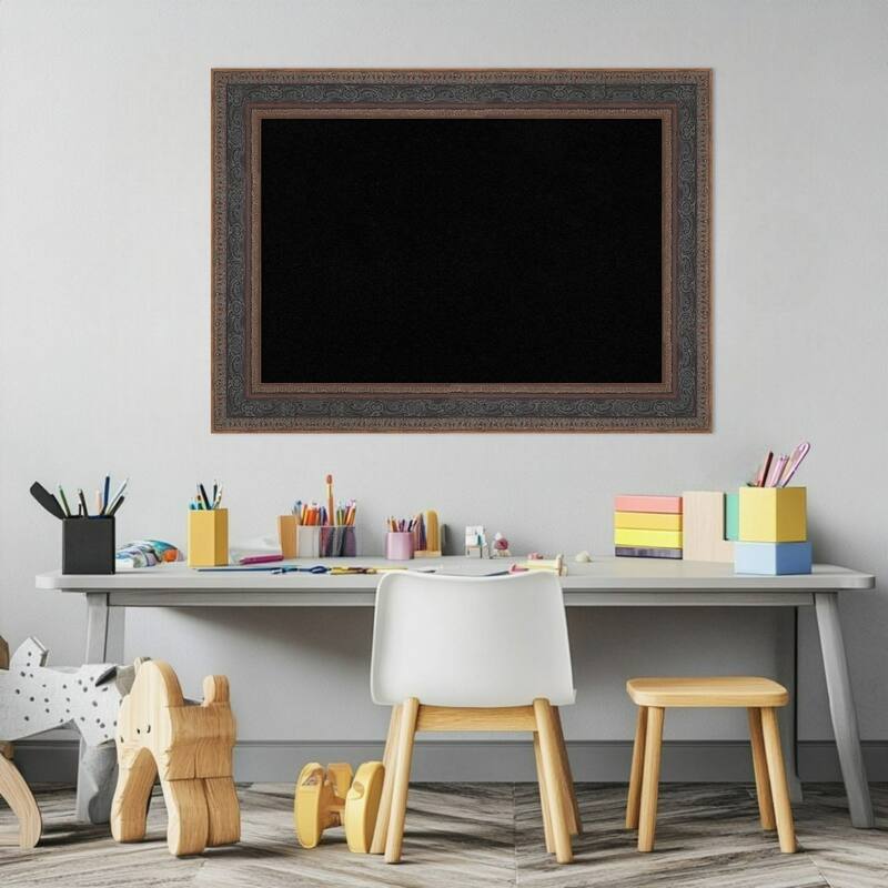 Attic Aged Bronze Wood Framed Cork Board - Bulletin Board, Organization Board, Pin Board