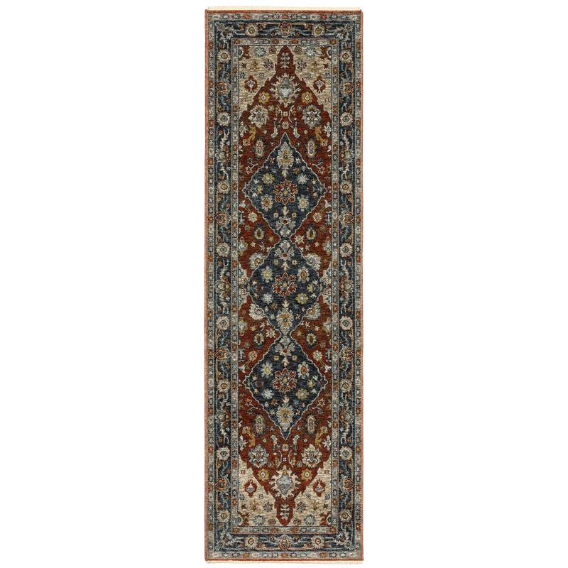 Style Haven Amelie Vintage Medallion Rust/ Blue Indoor Area Rug - 2' 3" x 7' 6" - Runner