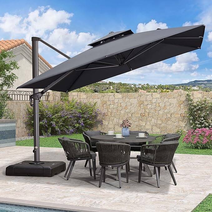 PURPLE LEAF Patio Cantilever Umbrella with 360 Degree Rotation