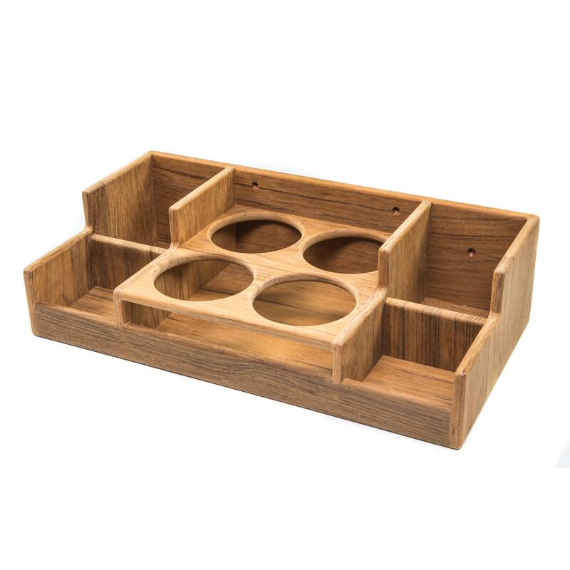 Teak Bar Rack - Wall Mount or Stand Alone - 17-3/4" W 4-1/2" H x 8-1/4" D