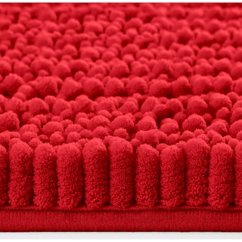 27"x47" - Red Soft Cozy Plush Chenille Bath Mat Bathroom Rug