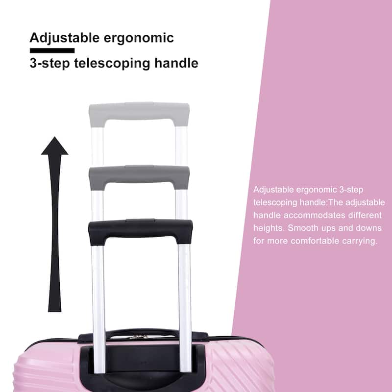 3 Piece Luggage Sets PC+ABS Lightweight Suitcase with Two Hooks, Spinner Wheels, (20/24/28)