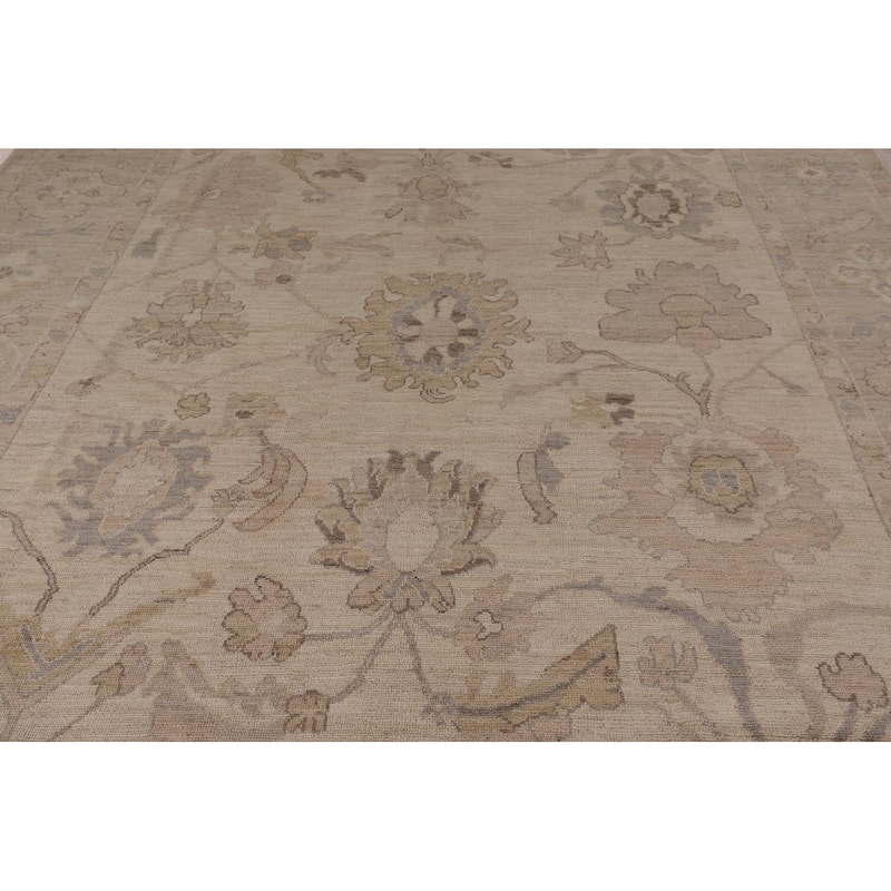 Vegetable Dye Oushak Turkish Rug Handmade Transitional Wool Carpet - 9'0" x 12'7"