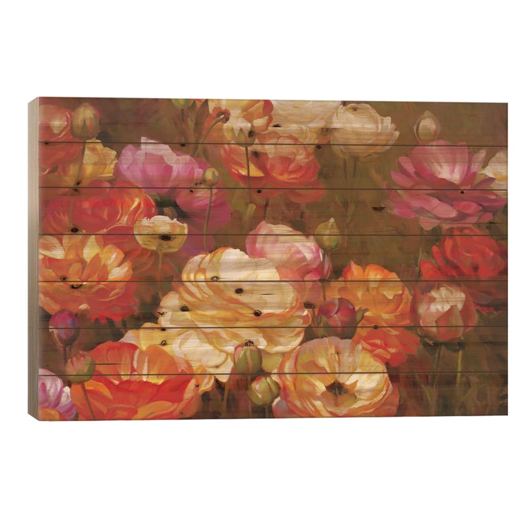Ranunculus Garden Print On Wood by Emma Styles - Multi-Color