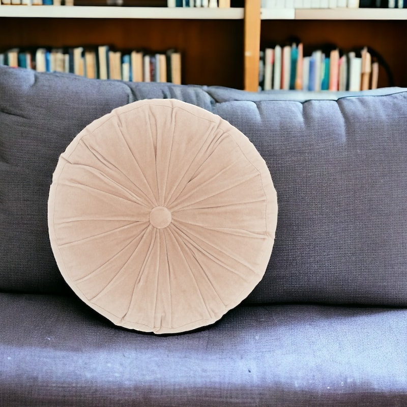 HomeRoots 16" X 16" Light Pink Round Velvet Throw Pillow - Light Pink