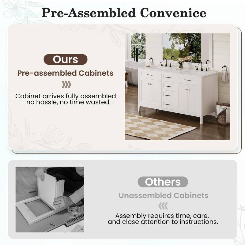 Modern Bathroom Vanity with Ceramic Sink, Soft-Close Storage Cabinet and Glossy Easy-Clean Countertop