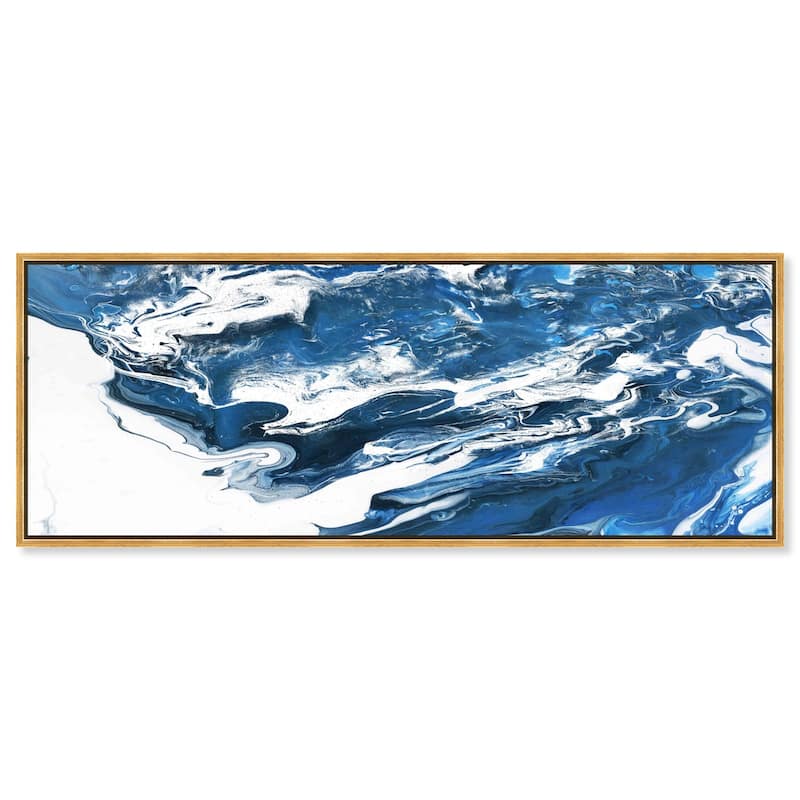Suman Blue Panoramic Canvas by Art Remedy - Gold - 54" x 20"