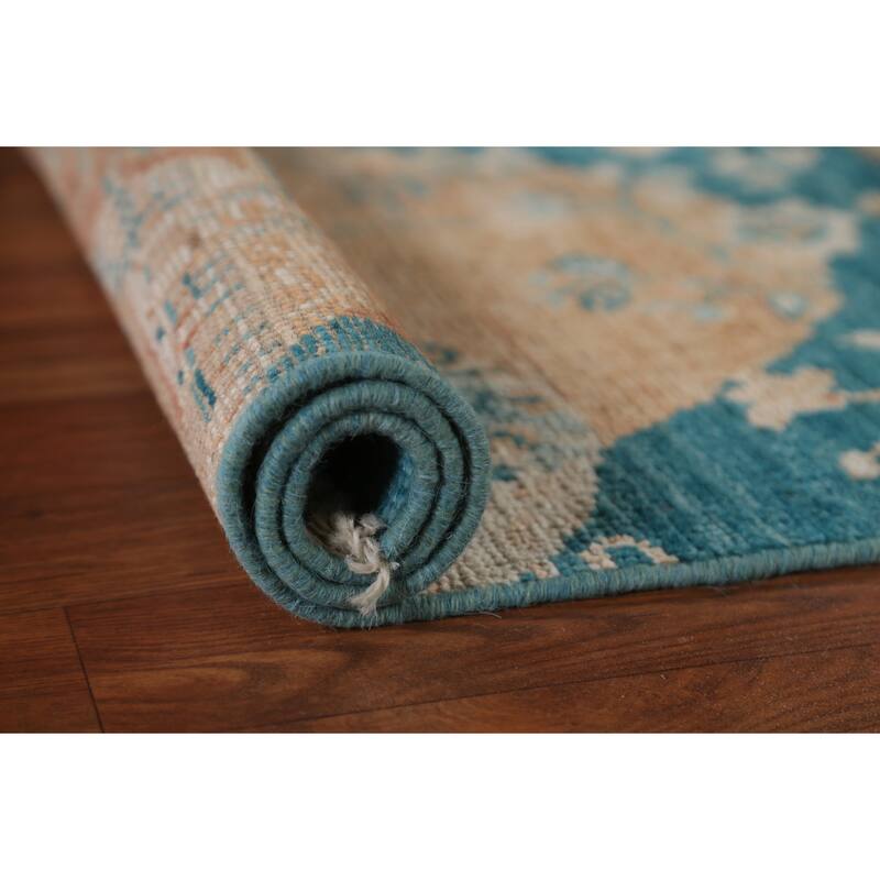 Hand Knotted Oriental 100% Wool Carpet Transitional Animal Pictorial Peach Oushak Area Rug - 2' 11'' X 1' 11''