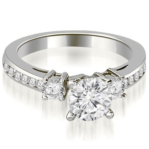 1.10 cttw. 14K White Gold Round Cut Diamond Engagement Ring