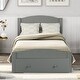 preview thumbnail 2 of 7, Twin Size Solid Wood Construction Platform Bed Frame with Additional Storage Drawer with Knobs and Casters
