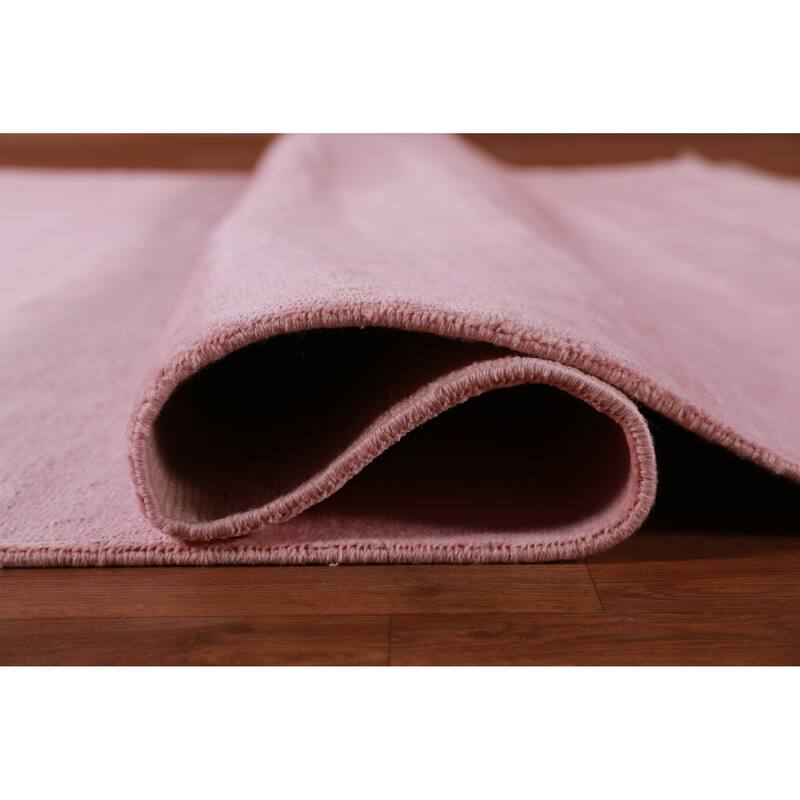 Hand Knotted Oriental 100% Wool Carpet Modern Solid Pink Gabbeh Area Rug - 12' 4'' X 9' 1''