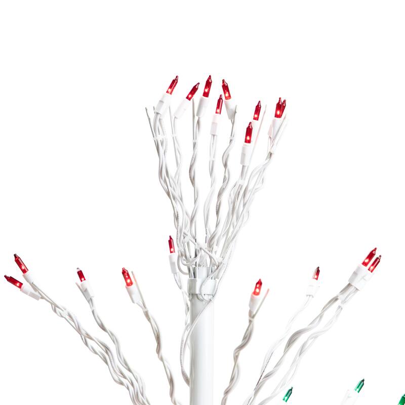 4' White Christmas Cascade Twig Tree Outdoor Decor - Multi Lights