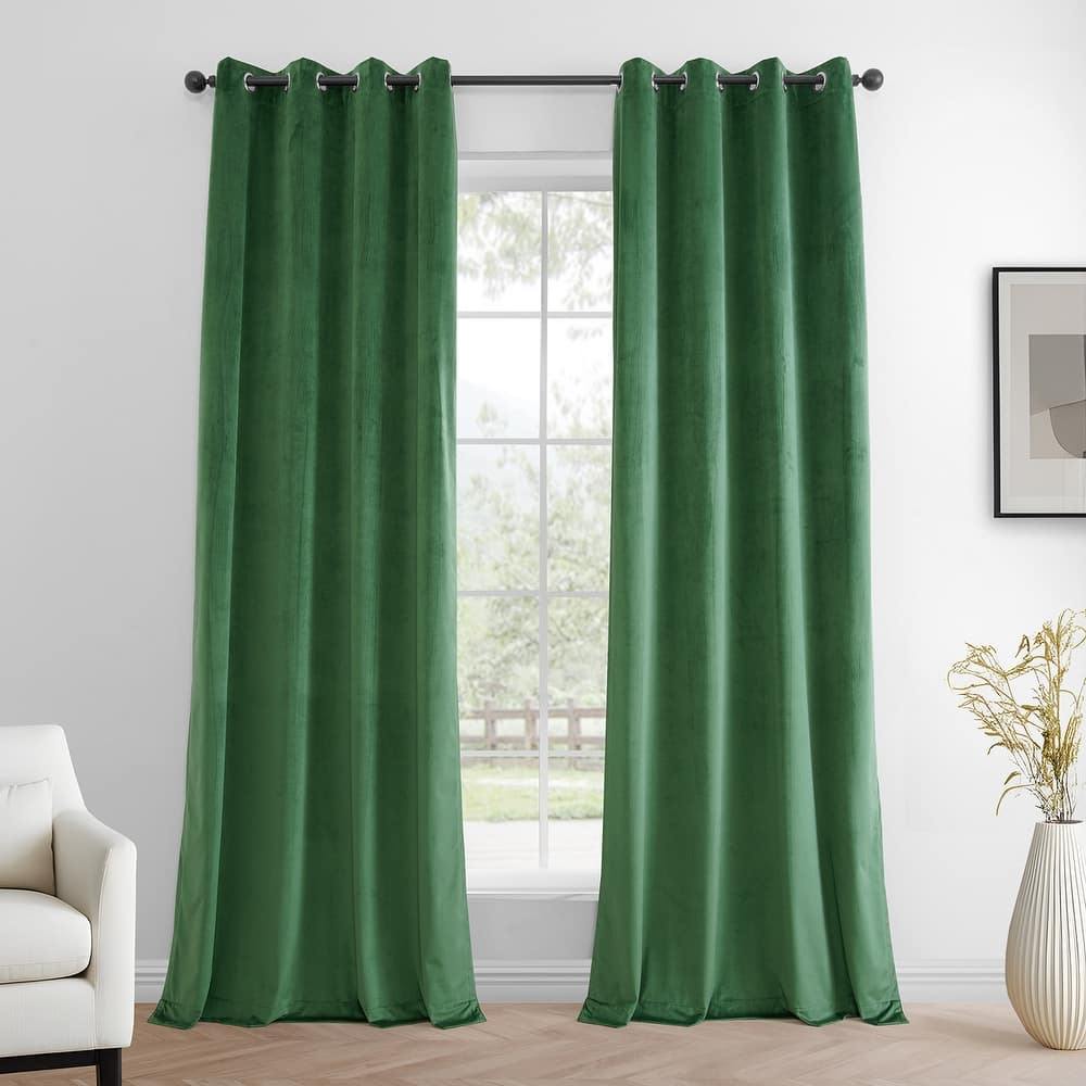 Exclusive Fabrics Simply Velvet Grommet Room Darkening Curtains for Bedroom & Living Room Curtains Pair (2 Panels))