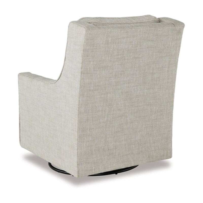 Kria 37 Inch Swivel Accent Armchair, Slope Arms, Gray Polyester Upholstery