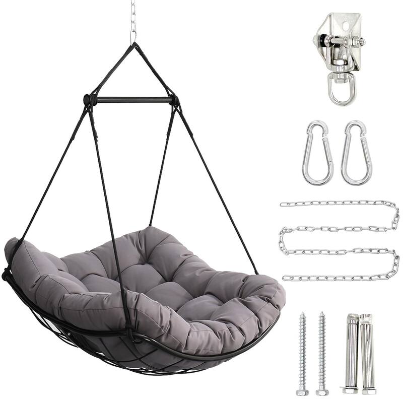 Oversized Swing Chair Hammock Chair with 360掳 Swivel Ring, Hanging Sling Chair with Waterproof Cushioned