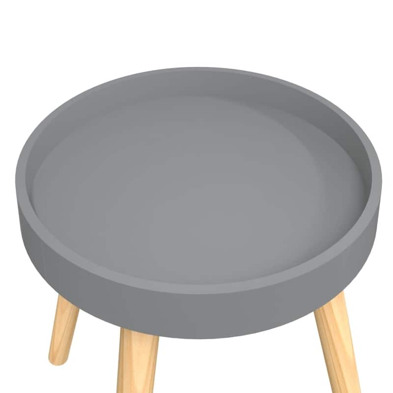 vidaXL Side Table Round End Coffee Table Engineered Wood and Solid Wood Pine - 15"x15"x15.7"