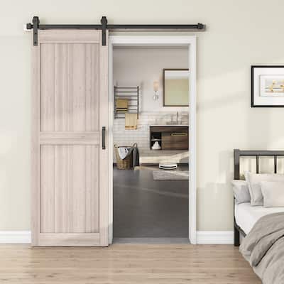 30''/36''/48'' Manufactured Wood PVC Paneled Barn Door with Installation Hardware Kit