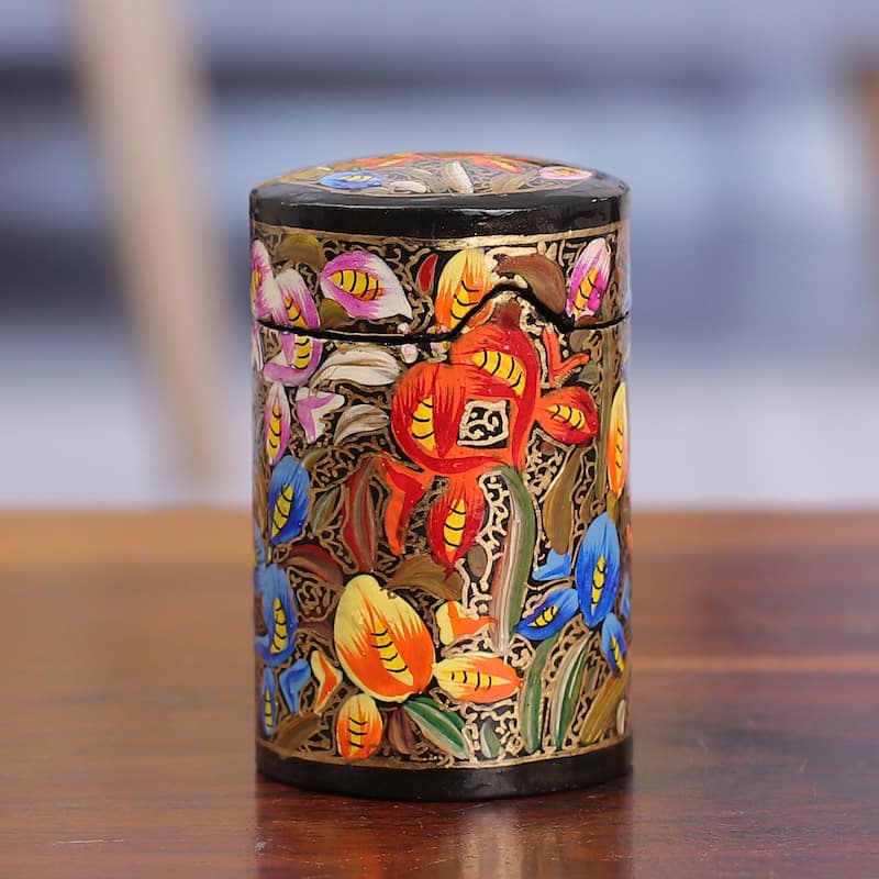 Novica Handmade Floral Grandeur Wood Toothpick Holder