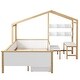 preview thumbnail 5 of 10, Full Size House Bed with Desk & Storage, White/Natural