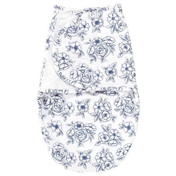 slide 1 of 1, Hudson Baby Infant Girl Plush Faux Fur Swaddle Wrap, Blue Toile, 0-3 Months - Blue Toile - 0-3 Months 0-3 Months - Blue Toile