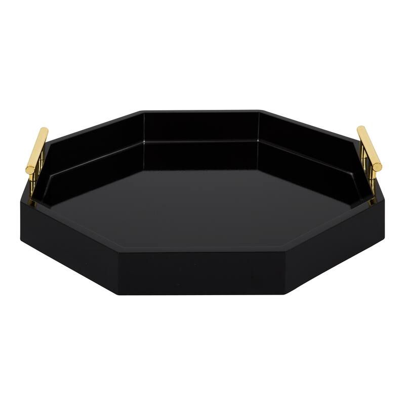Kate and Laurel Lipton Octagon Decorative Tray with Metal Handles - 18x18