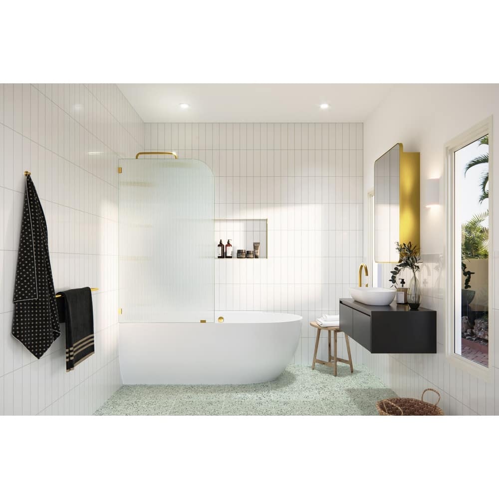 Glass Warehouse B-FL-RAD-34-L Aurora 58-1/4" High x 34" Wide Shower