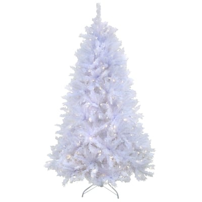 National Tree Company Pre-lit Artificial Millville White Hinged Tree with 400 Dual Color LED Lights-UL, 6.5 feet - 6.5 Foot