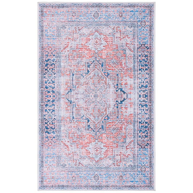 SAFAVIEH Arizona Heepke Vintage Machine Washable Rug - 5' x 8' - Rust/Navy
