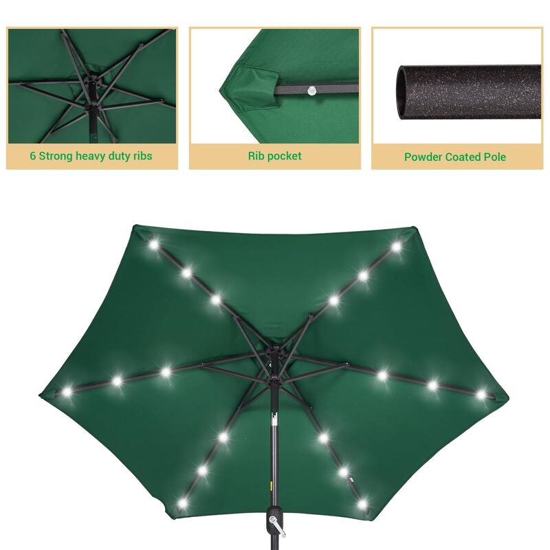 LIVOOSUN Patio 7.5 Feet Market Solar LED Light Umbrella