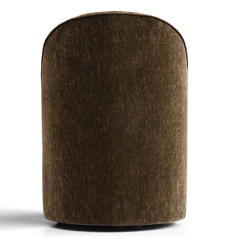 Chenille Upholstered Dining Chair with Wheels (Set of 2)