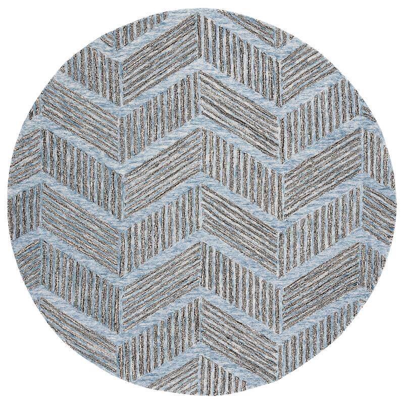 SAFAVIEH Handmade Metro Maysam Chevron Wool Rug - 6' Round - Blue/Black