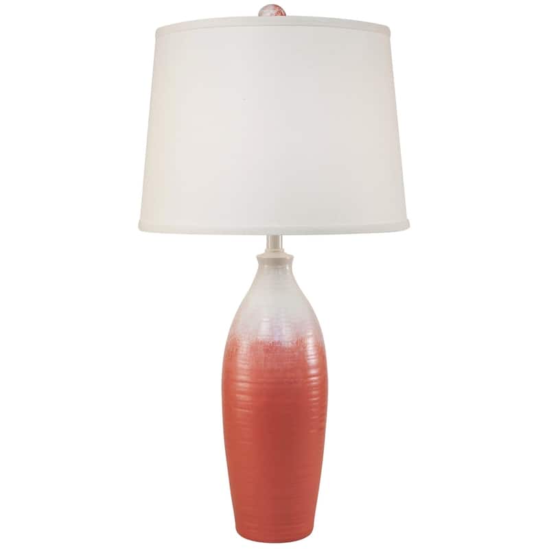 Coastal Round Pottery Table Lamp - Tapered - Coral Fade