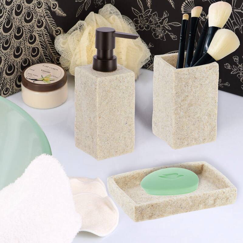 Collection Stone Effect Bath Accessory Set-4 pieces
