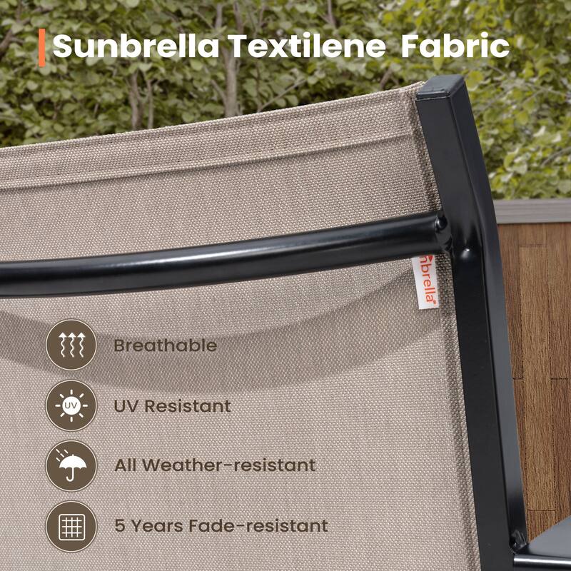 Outdoor Patio Aluminum BarStools Dining Armrest Chairs with Sunbrella Fabric