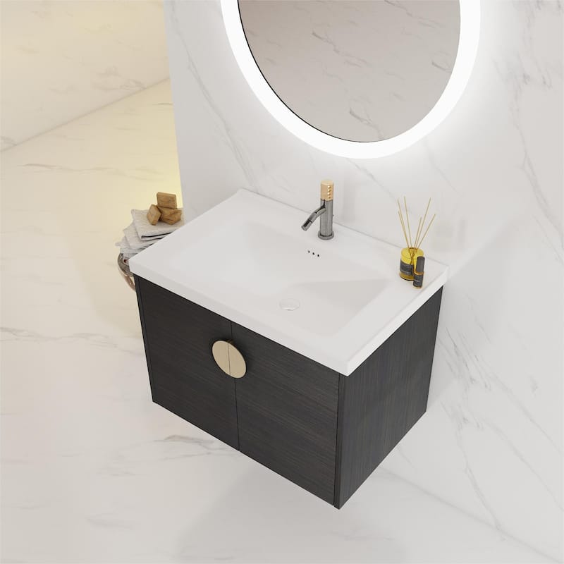 Bathroom Vanity With Sink In 24/28 Inch, Floating Bathroom Vanity With Soft Close Door