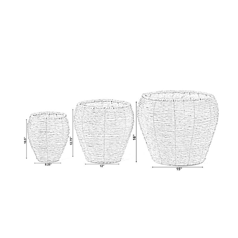Woven Round Flower Pot Planter Basket with Leak-Proof Plastic Lining