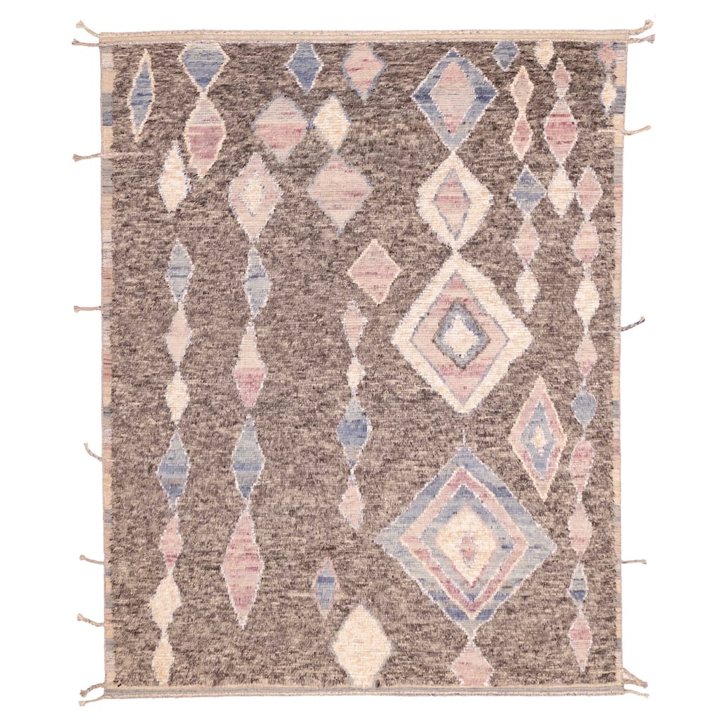 ECARPETGALLERY Hand-knotted Tangier Dark Brown Silk, Wool Rug - 8'0 x 10'2