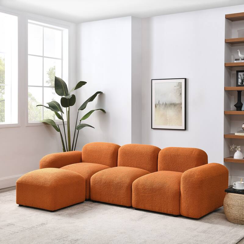 Teddy Fabric LShape Modular Sectional Sofa with DIY Combination