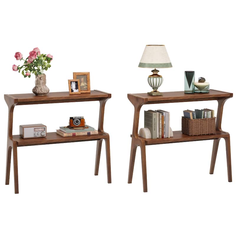 Modern SideTable with Storage Shelf, Sofa End Table with Solid Wood Legs, Bedside Table, Nightstand for Bedroom, Living Room