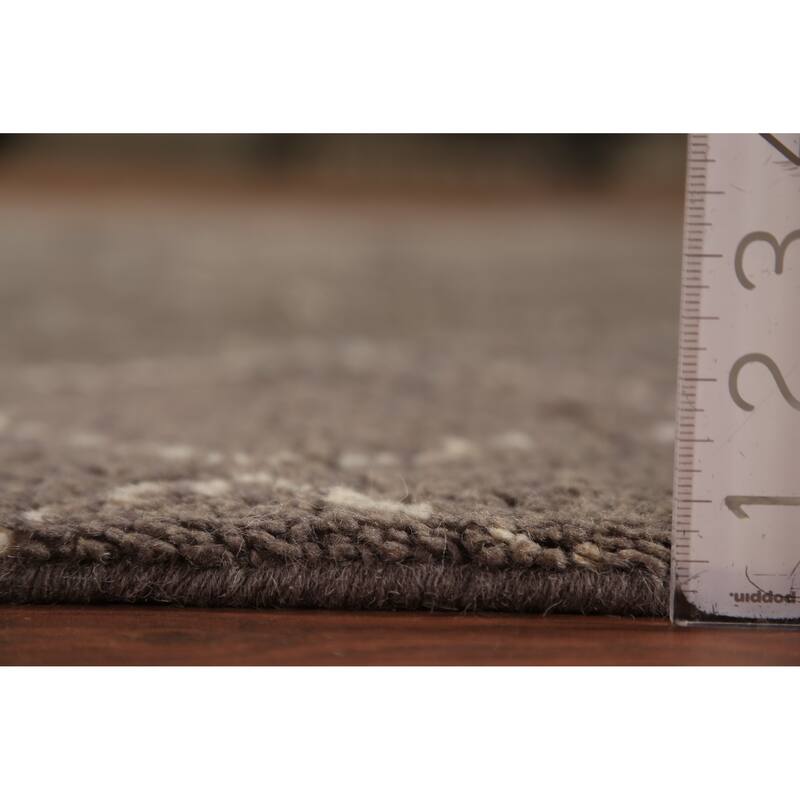 All-Over Brown Trellis Moroccan Indian Rug Hand-Knotted Wool Carpet - 5'1" x 8'2"