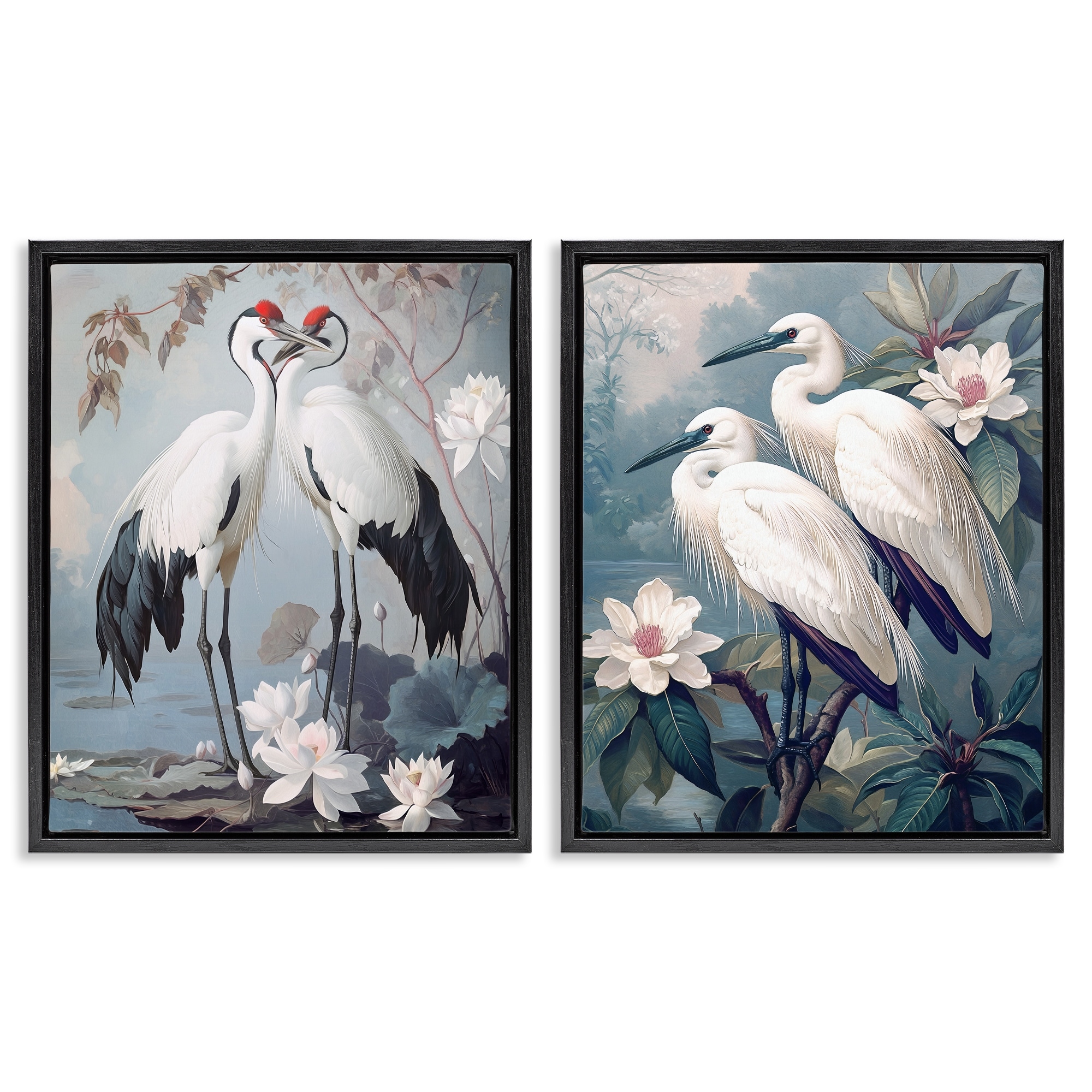 Stupell Shore Line Magic Birds Framed Floater Canvas Wall Art Design By Steve Hunziker (Set of 2)