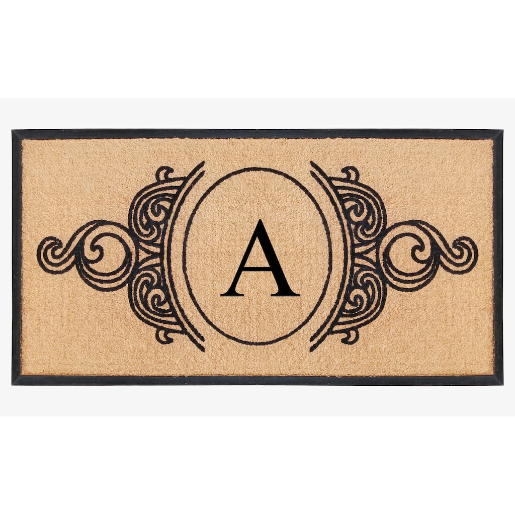 A1HC Natural Coir & Rubber Hand Flocked Large Monogrammed Doormat 30X60 Inch