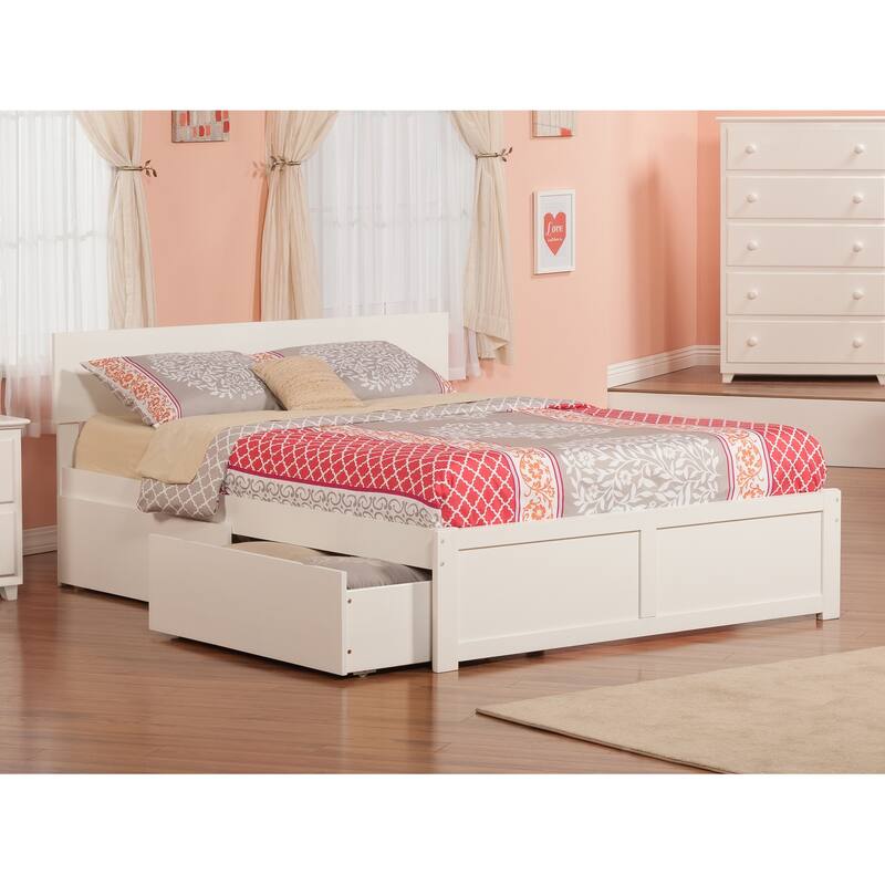 Platform Bed - Storage Drawers & Flat Panel Footboard - Modern Bedroom Furniture