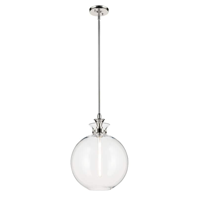 Kichler Lighting Laria 15 Inch 1 Light Pendant with Clear Glass in Polished Nickel