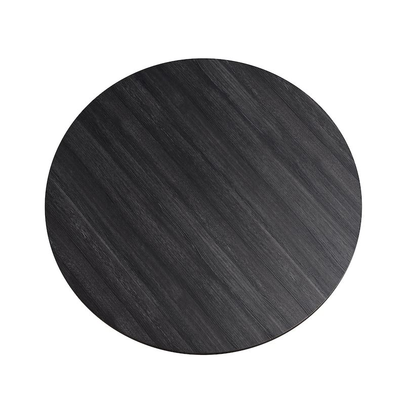 Classic Round Dining Table 1pc Dining Room Furniture Dark Gray U-shaped Pedestal Base Table - Dark Gray